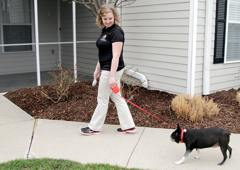 Sandra Crowder walks Dolly